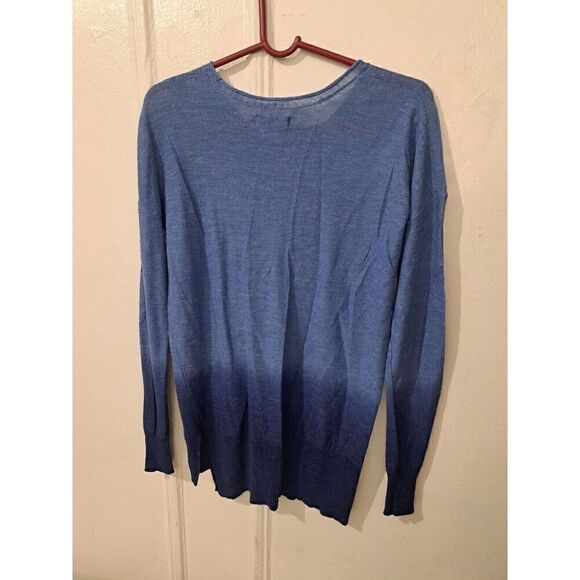 Gh Bass Womens Small Summer Weight Sweater Linen Beach Knit Blue Ombre - Picture 5 of 10